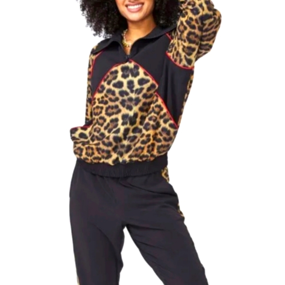 Terez~ Windbreaker Leopard Animal Print Pullover. NWT. MSRP $200 🚨